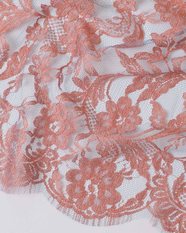 Peach, sky blue Premium pure two tone French Chantilly lace fabric in floral design-D14041S Regal Fabrics