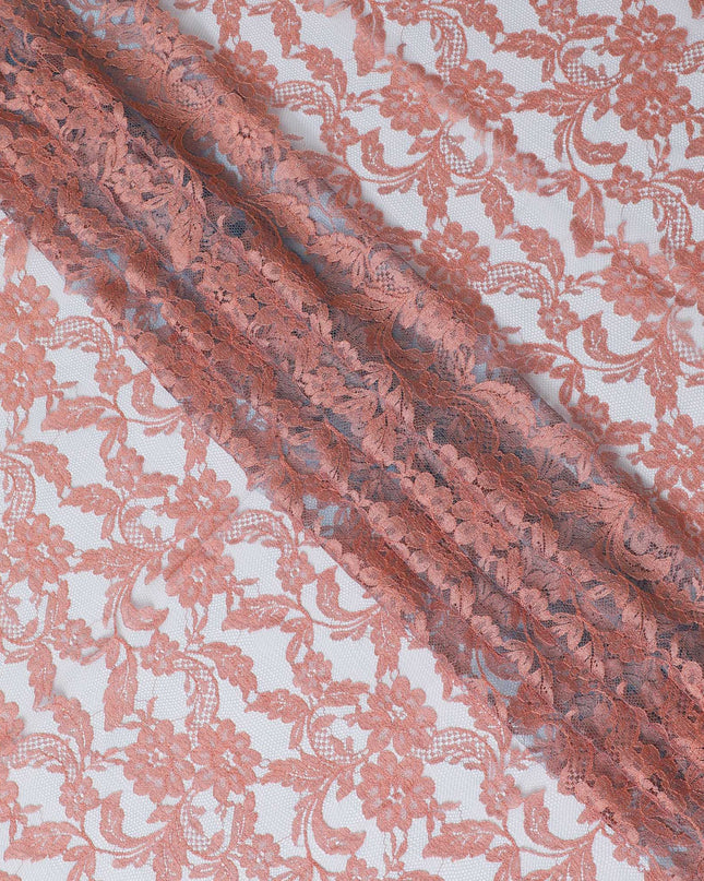 Peach, sky blue Premium pure two tone French Chantilly lace fabric in floral design-D14041S Regal Fabrics