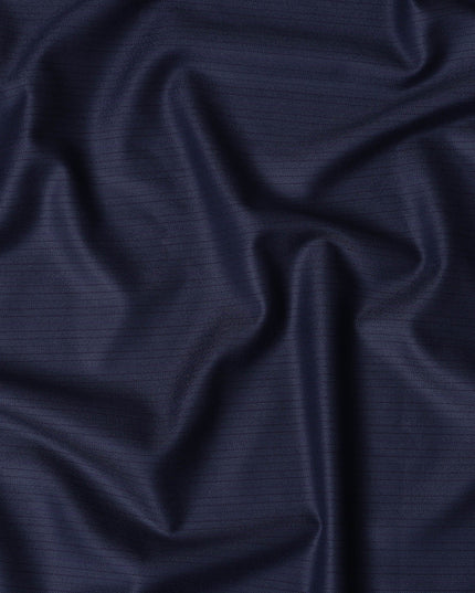 Navy Blue with Herringbone Premium Super 180's SCABAL English All Wool Suiting Fabric, Width 150 Cms, 3.50 Mtrs, United Kingdom-D21486