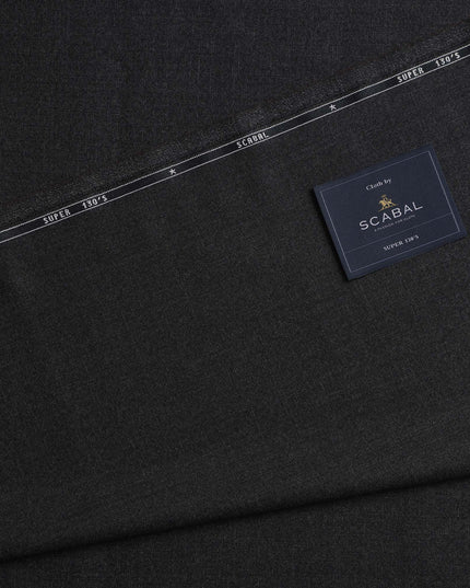 Charcoal Grey Premium Super 130's SCABAL English All Wool Suiting Fabric, Width 150 Cms, 3.50 Mtrs, United Kingdom-D21487