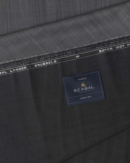 Dark Grey Premium Super 110's SCABAL English All Wool Suiting Fabric, Width 150 Cms, 3.50 Mtrs, United Kingdom-D21488