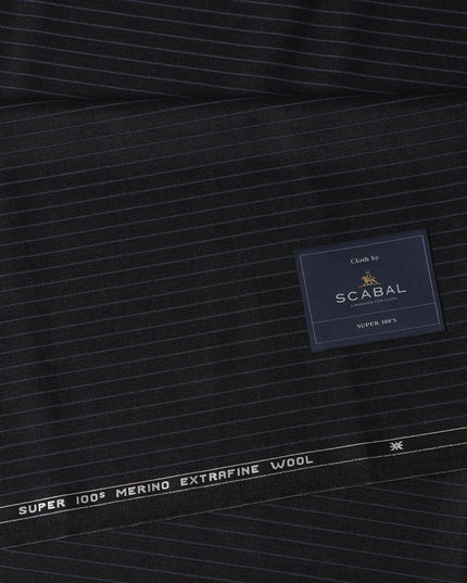 Charcoal Black Premium Super 100's SCABAL English All Wool Suiting Fabric, Width 150 Cms, 3.50 Mtrs, United Kingdom-D21489