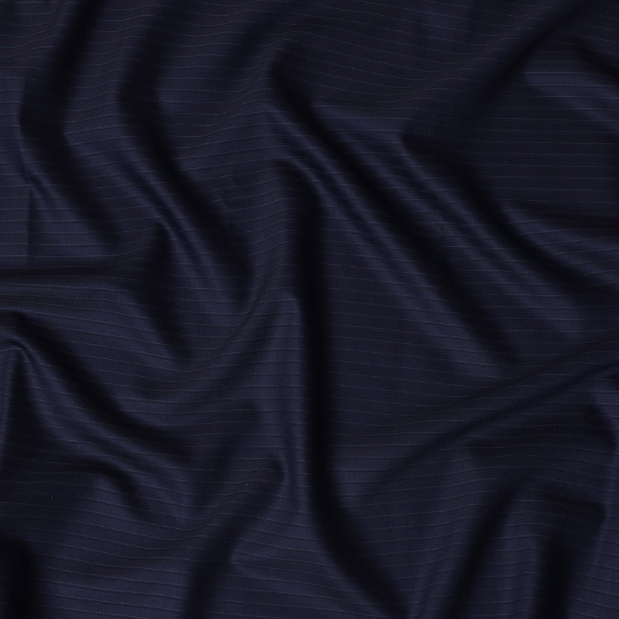 Navy Blue Pinstripe Premium Super 140's Wool and Cashmere and Cashmere Suiting Fabric by SCABAL, 3.50 Mtrs, Width 150 Cms-D21490