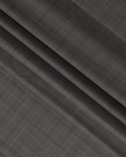 Grey Windowpane Premium Super 110's English All Wool Suiting Fabric by SCABAL, 3.50 Mtrs, Width 150 Cms-D21491