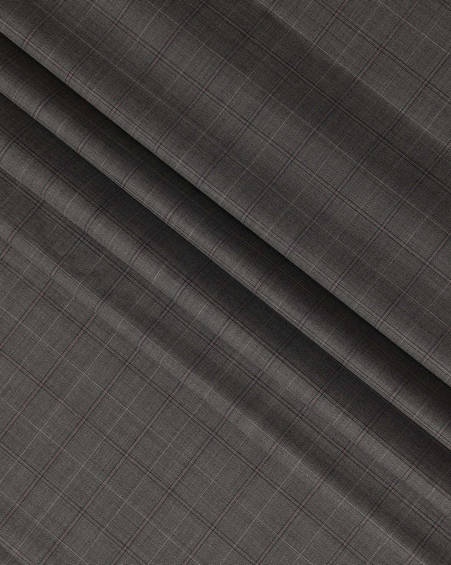 Grey Windowpane Premium Super 110's English All Wool Suiting Fabric by SCABAL, 3.50 Mtrs, Width 150 Cms-D21491