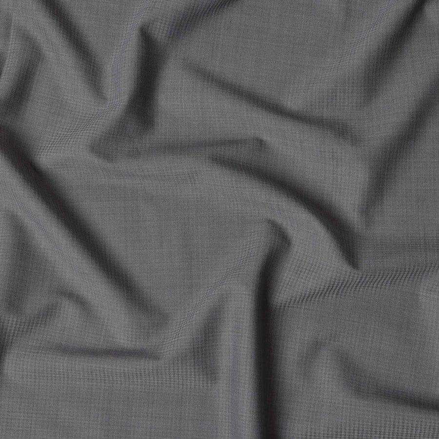 Light Grey Check Premium Super 130's English All Wool Suiting Fabric by SCABAL, 3.50 Mtrs, Width 150 Cms-D21493