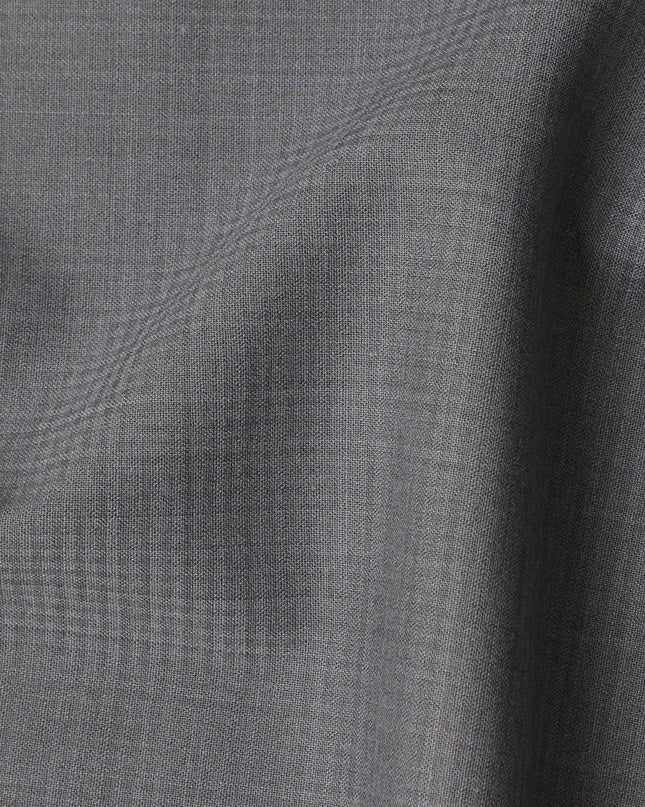 Light Grey Check Premium Super 130's English All Wool Suiting Fabric by SCABAL, 3.50 Mtrs, Width 150 Cms-D21493