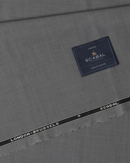 Light Grey Check Premium Super 130's English All Wool Suiting Fabric by SCABAL, 3.50 Mtrs, Width 150 Cms-D21493