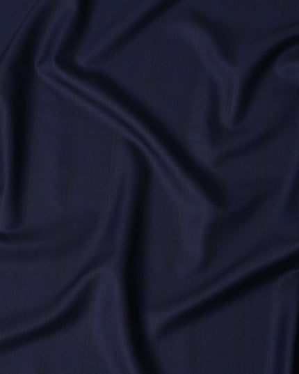 Navy Blue Check Premium Super 150's English All Wool Suiting Fabric by SCABAL, 3.50 Mtrs, Width 150 Cms-D21494