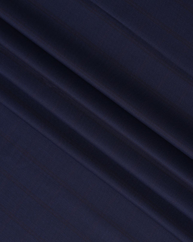 Navy Blue Check Premium Super 150's English All Wool Suiting Fabric by SCABAL, 3.50 Mtrs, Width 150 Cms-D21494