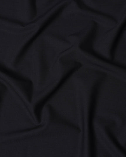 Jet Black Solid Premium Super 130's English All Wool Suiting Fabric by SCABAL, 3.50 Mtrs, Width 150 Cms-D21495