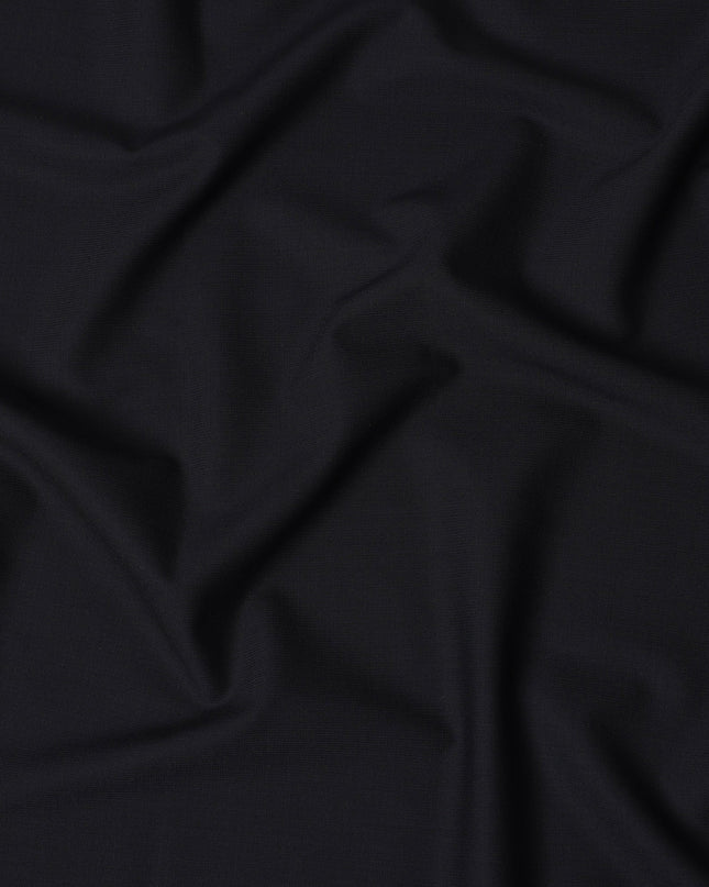 Jet Black Solid Premium Super 130's English All Wool Suiting Fabric by Scabal, 3.50 Mtrs, Width 150 Cms-D21495