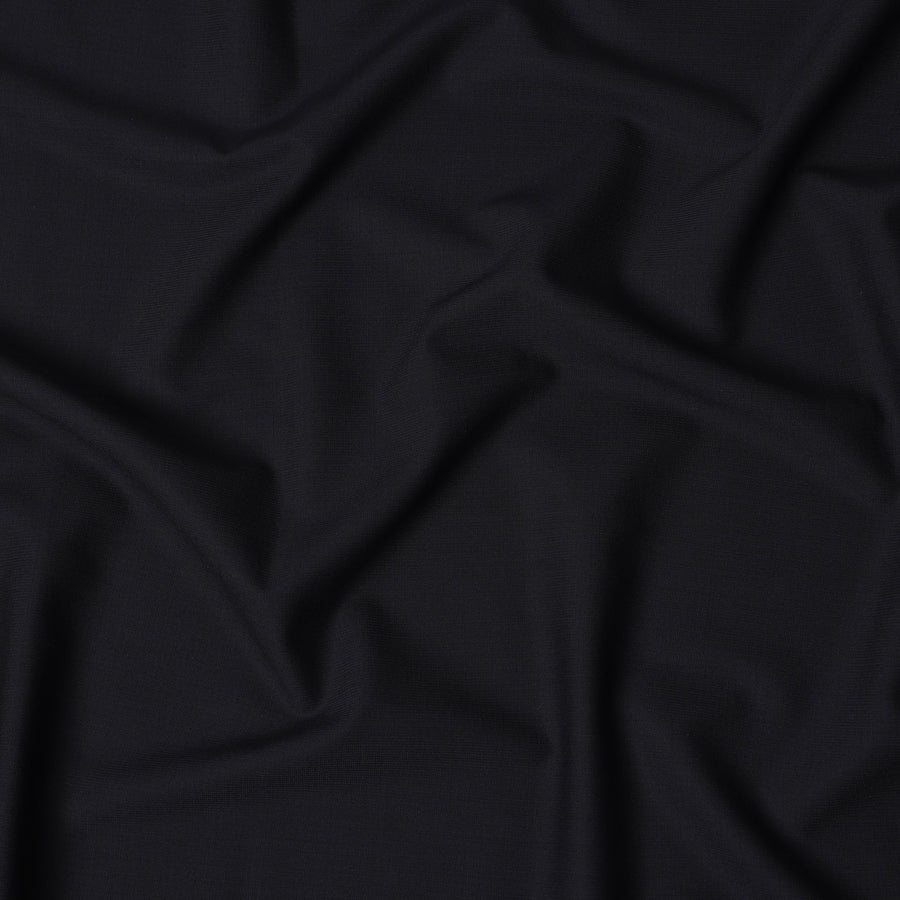 Jet Black Solid Premium Super 130's English All Wool Suiting Fabric by SCABAL, 3.50 Mtrs, Width 150 Cms-D21495
