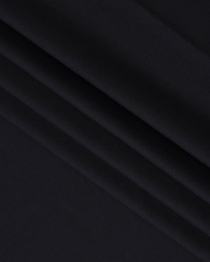 Jet Black Solid Premium Super 130's English All Wool Suiting Fabric by SCABAL, 3.50 Mtrs, Width 150 Cms-D21495