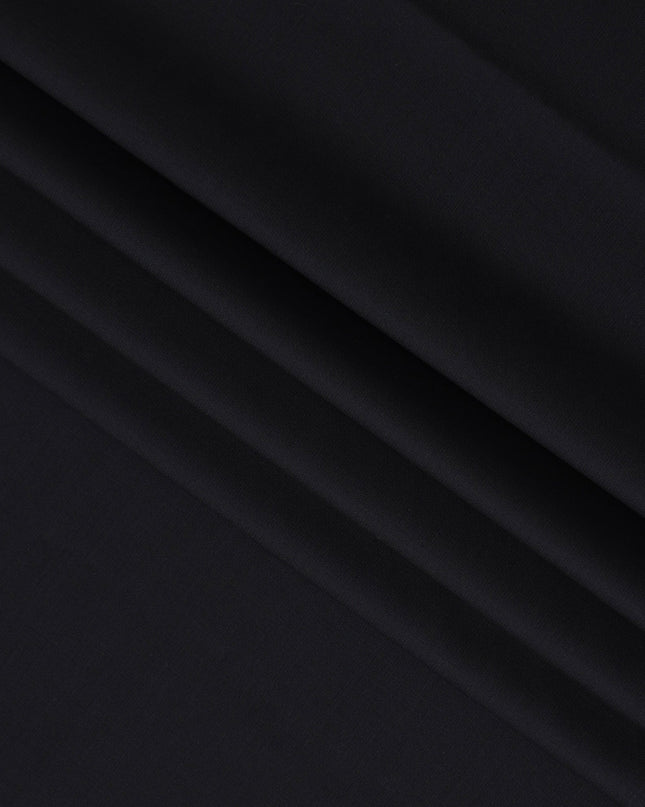 Jet Black Solid Premium Super 130's English All Wool Suiting Fabric by SCABAL, 3.50 Mtrs, Width 150 Cms-D21495