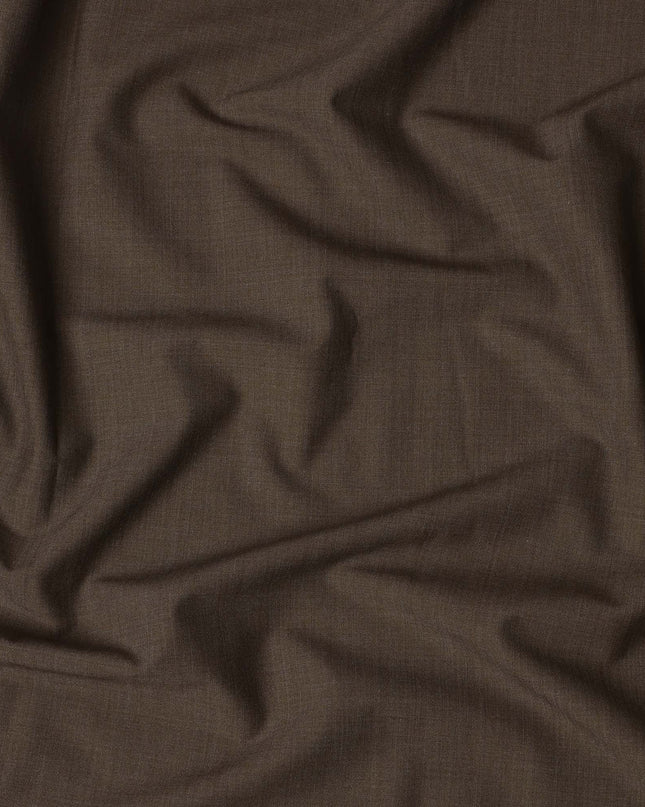 Brown Solid Premium Super 130's English All Wool Suiting Fabric by Scabal, 3.50 Mtrs, Width 150 Cms-D21496