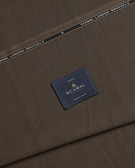 Brown Solid Premium Super 130's English All Wool Suiting Fabric by SCABAL, 3.50 Mtrs, Width 150 Cms-D21496