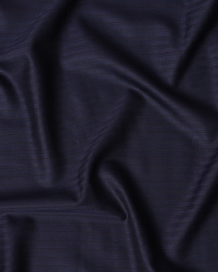 Navy Blue Herringbone Premium Super 150's English Wool and Silk Suiting Fabric by SCABAL, 3.50 Mtrs, Width 150 Cms-D21497