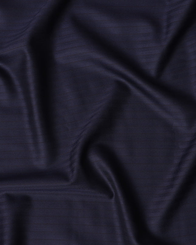 Navy Blue Herringbone Premium Super 150's English Wool and Silk Suiting Fabric by Scabal, 3.50 Mtrs, Width 150 Cms-D21497