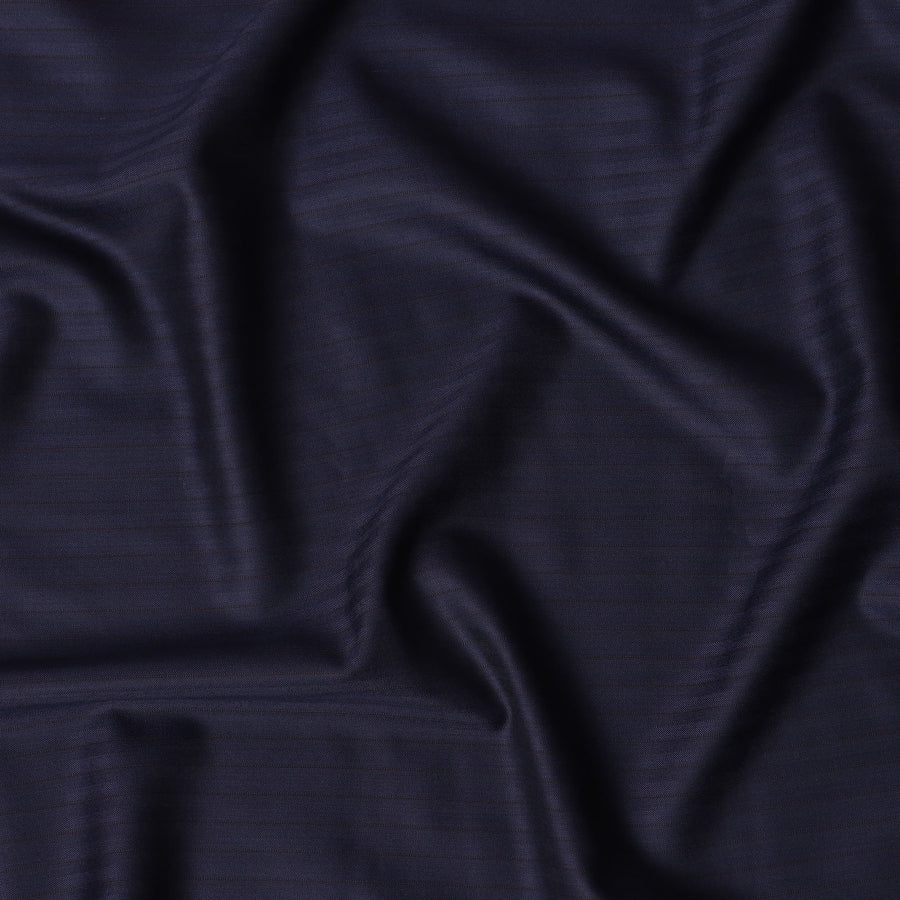 Navy Blue Herringbone Premium Super 150's English Wool and Silk Suiting Fabric by SCABAL, 3.50 Mtrs, Width 150 Cms-D21497