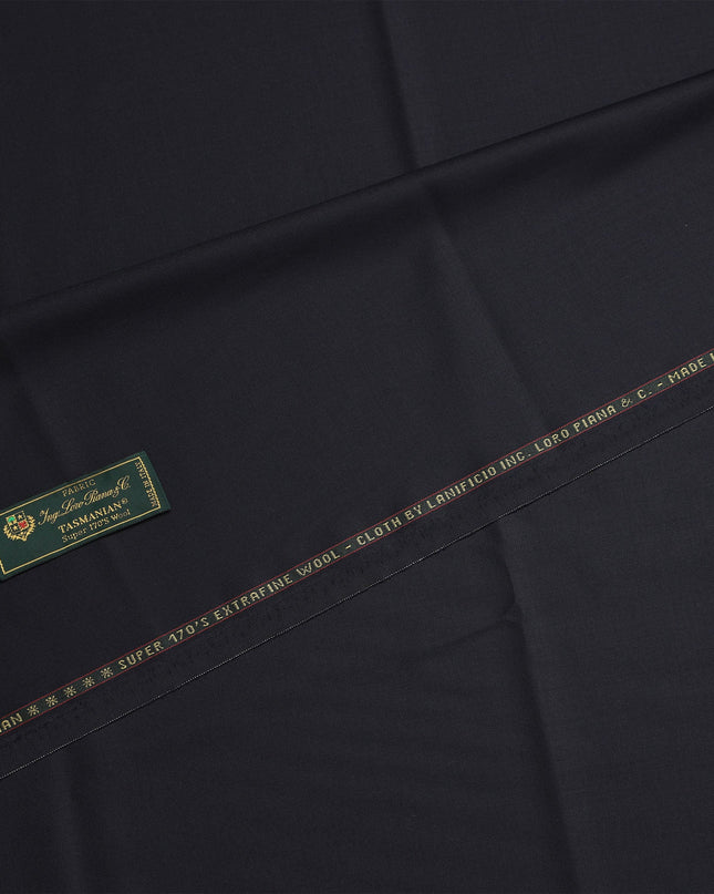 Navy Blue Premium Super 170's Italian All Wool Suiting Fabric, 150 Cms Width, 3.50 Mtrs by Loro Piana-D21577