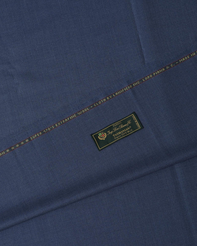 Steel Blue Premium Super 170's Italian All Wool Suiting Fabric, 150 Cms Width, 3.50 Mtrs by Loro Piana-D21581