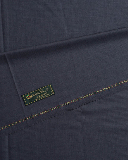 Denim Blue Premium Super 150's Italian All Wool Suiting Fabric, 150 Cms Width, 3.50 Mtrs by Loro Piana-D21582