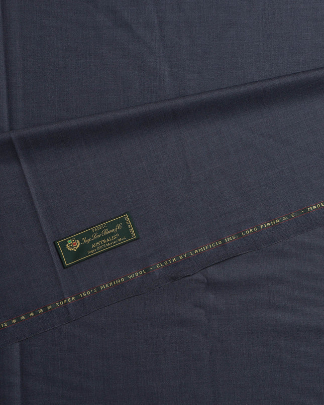 Denim Blue Premium Super 150's Italian All Wool Suiting Fabric, 150 Cms Width, 3.50 Mtrs by Loro Piana-D21582