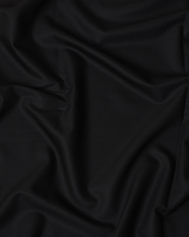 Jet Black Premium Super 150's Italian All Wool Suiting Fabric, 150 Cms Width, 3.50 Mtrs by Loro Piana-D21583