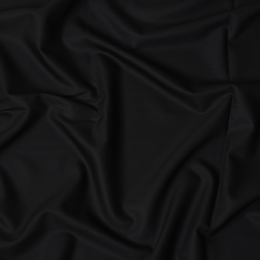 قماش بدلة إيطالي من الصوف الفاخر باللون الأسود الفاخر من فئة Super 150، عرض 150 سم، 3.50 متر من Loro Piana-D21583