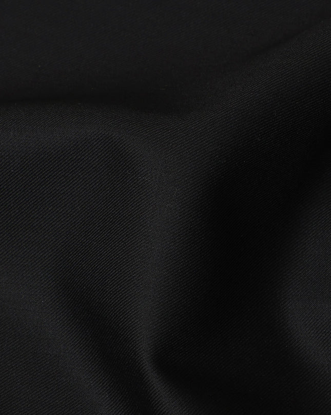 Jet Black Premium Super 150's Italian All Wool Suiting Fabric, 150 Cms Width, 3.50 Mtrs by Loro Piana-D21583