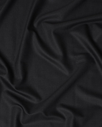 Charcoal Black Premium Super 150's Italian All Wool Suiting Fabric, 150 Cms Width, 3.50 Mtrs by Loro Piana-D21585