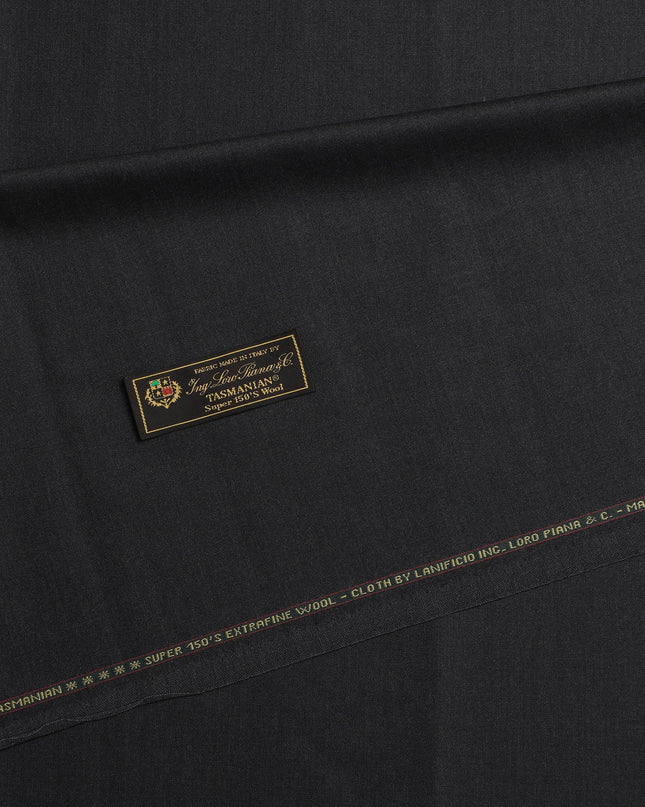 Charcoal Black Premium Super 150's Italian All Wool Suiting Fabric, 150 Cms Width, 3.50 Mtrs by Loro Piana-D21585