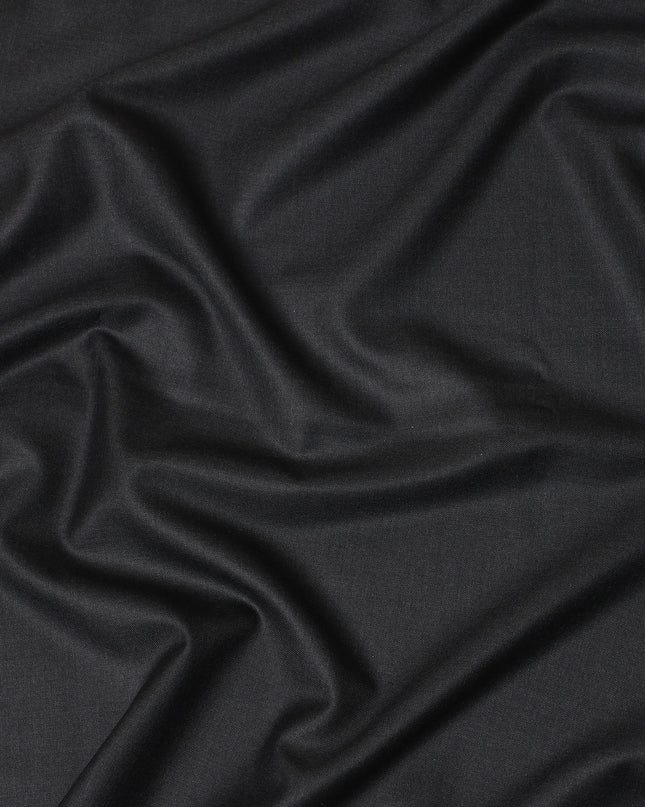 Charcoal Black Premium Super 170's Italian All Wool Suiting Fabric, 150 Cms Width, 3.50 Mtrs by Loro Piana-D21587