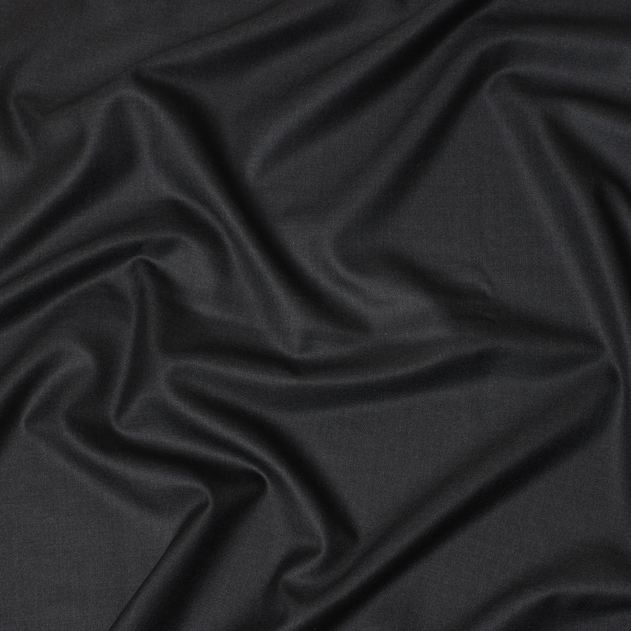Charcoal Black Premium Super 170's Italian All Wool Suiting Fabric, 150 Cms Width, 3.50 Mtrs by Loro Piana-D21587