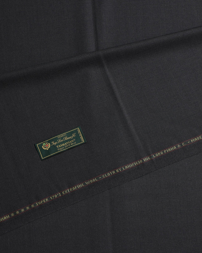 Charcoal Black Premium Super 170's Italian All Wool Suiting Fabric, 150 Cms Width, 3.50 Mtrs by Loro Piana-D21587