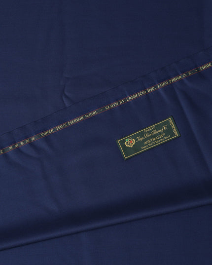 Royal Blue Premium Super 150's Italian All Wool Suiting Fabric, 150 Cms Width, 3.50 Mtrs by Loro Piana-D21590