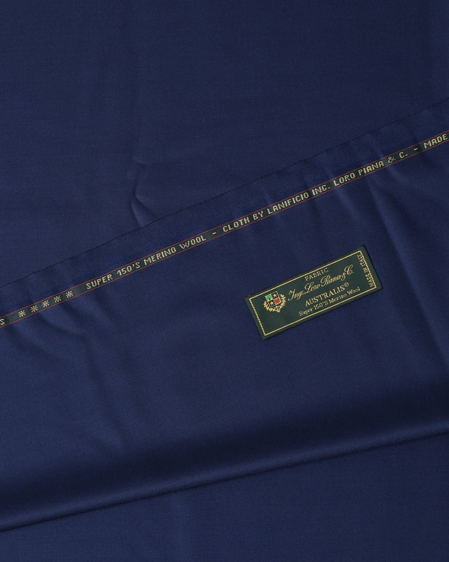 Royal Blue Premium Super 150's Italian All Wool Suiting Fabric, 150 Cms Width, 3.50 Mtrs by Loro Piana-D21590