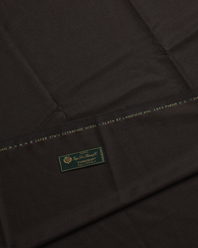 Mocha Brown Premium Super 170's Italian All Wool Suiting Fabric, 150 Cms Width, 3.50 Mtrs by Loro Piana-D21592