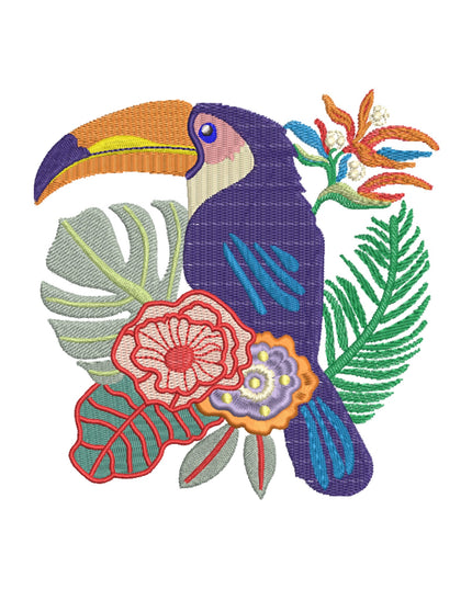 The Art Shirt - Customized Embroidered Pure Linen 60 Lea White Shirt-Parrot Design-D21696