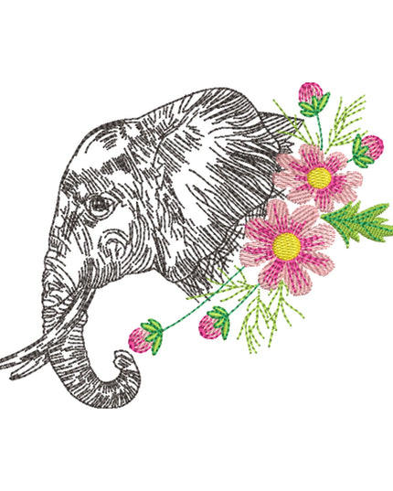 قميص فني - قميص أبيض مطرز حسب الطلب من الكتان الخالص مقاس 60 ليا - تصميم على شكل فيل - D21698