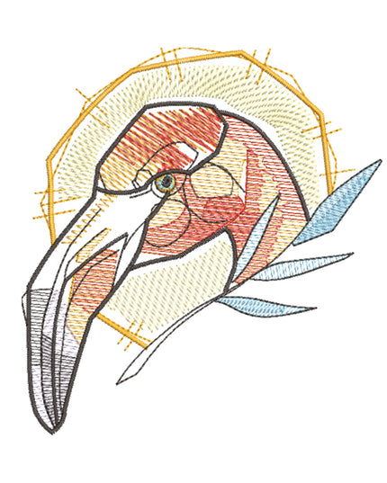 The Art Shirt - Customized Embroidered Pure Linen 60 Lea White Shirt-Heron Design-D21699