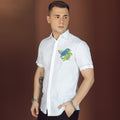 The Art Shirt - Customized Embroidered Pure Linen 60 Lea White Shirt-Winter Bird-D21714