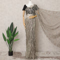 Taupe Grey French 2tone Chantilly Lace Saree, 5.5 Meters, 110 cm Wide-D21855