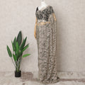 Taupe Grey French 2tone Chantilly Lace Saree, 5.5 Meters, 110 cm Wide-D21855