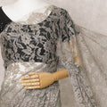 Taupe Grey French 2tone Chantilly Lace Saree, 5.5 Meters, 110 cm Wide-D21855