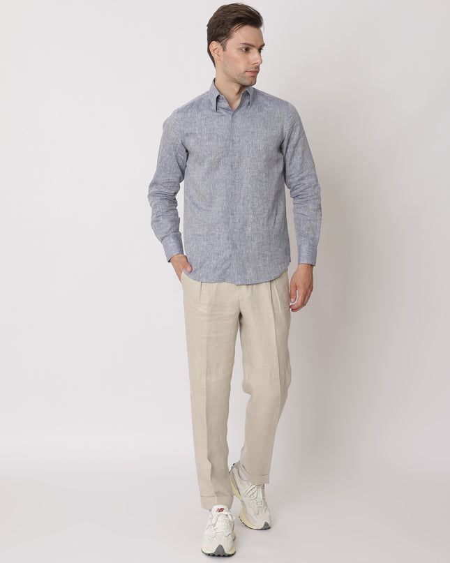 Natural Beige Premium Pure Linen Trouser Tailored Fit, Made in UAE-D22000