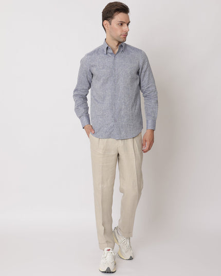 Natural Beige Premium Pure Linen Trouser Tailored Fit, Made in UAE-D22000