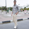Natural Beige Premium Pure Linen Trouser Tailored Fit, Made in UAE-D22000