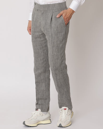 Charcoal Grey Premium Pure Linen Trouser Tailored Fit, Made in UAE-D22001